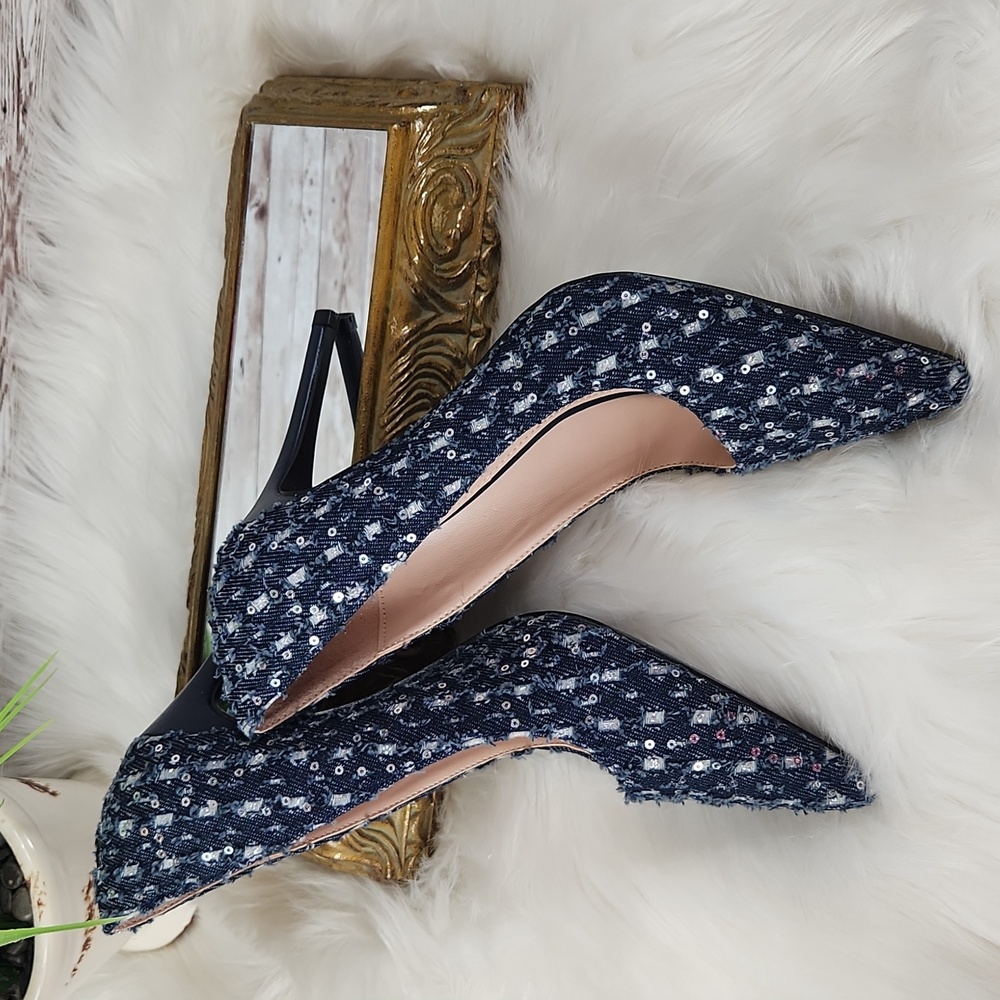 Unilady, Women's Chic Navy Blue Sequin Pointed Toe Heels byCall It Sprg, Sz 8.5 - Picture 6 of 12
